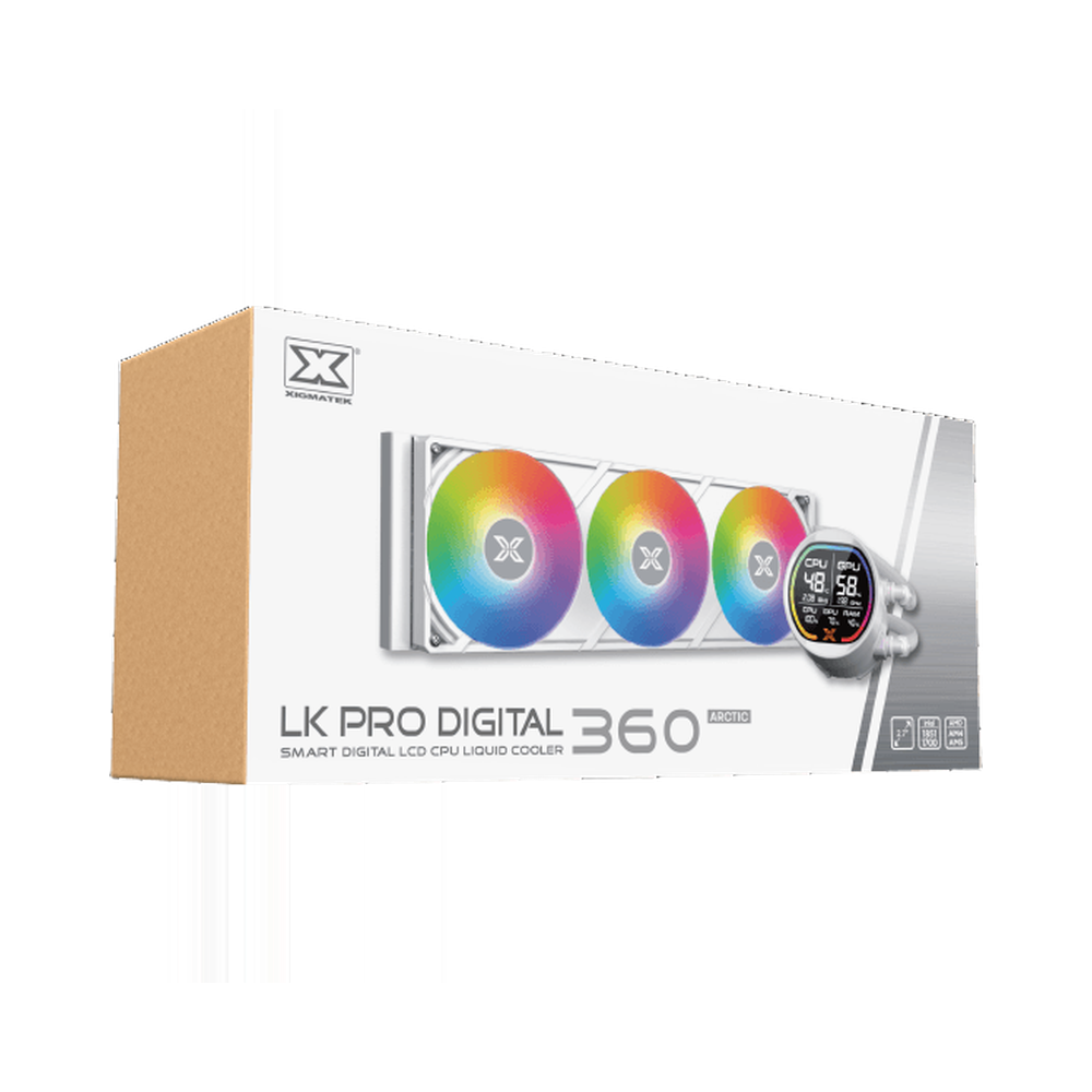 XIGMATEK LK PRO 360 White LCD RGB AIO Liquid CPU Cooler 1 XIGMATEK LK PRO 360 White AIO Liquid Cooler with 2.7 inch LCD