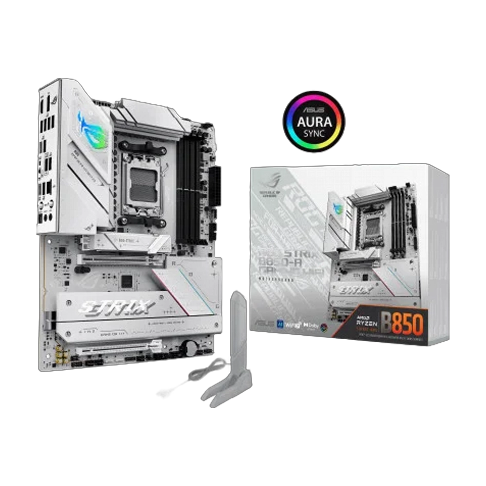 لوحة أم ASUS ROG STRIX B850 A للألعاب بتقنية WiFi، مقاس ATX 1 لوحة أم ASUS ROG STRIX B850 A Gaming WiFi بيضاء ATX