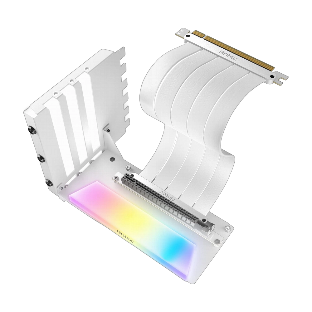 Antec Vertical GPU Riser Kit PCIe 4.0 White 200mm 1 Antec Vertical GPU Riser Kit PCIe 4.0 White with 200mm cable