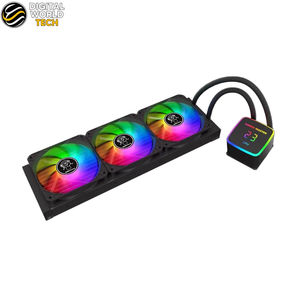 GAMEMASTER LZ360 Liquid Cooler 360mm AIO RGB Triple Fan with 2.4 inch IPS LCD 2 GAMEMASTER LZ360 Liquid Cooler 360mm AIO with ARGB and IPS LCD