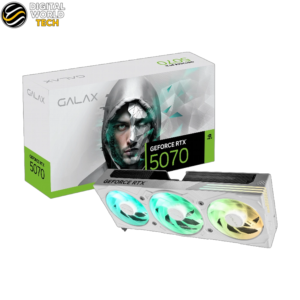 بطاقة رسومات GALAX RTX 5070 EX Gamer White بسعة 12 جيجابايت GDDR7 وواجهة 192 بت وثلاث مراوح بطاقة رسومات GALAX RTX 5070 EX Gamer White بسعة 12 جيجابايت GDDR7 وثلاث مراوح
