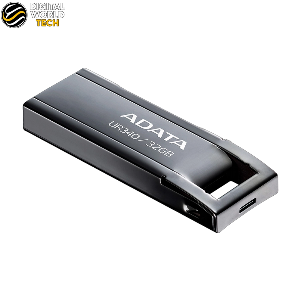 ADATA UR340 Flash Drive 32GB USB 3.2 Gen1 Waterproof Capless Glossy Black Nickel 1 ADATA UR340 Flash Drive 32GB glossy black nickel capless USB 3.2