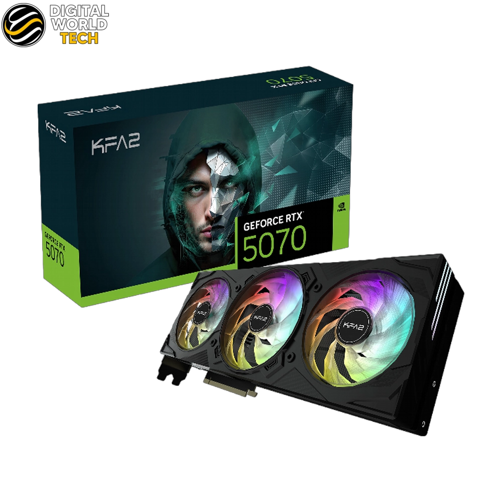 GALAX RTX 5070 GPU EX 3Fan 12GB GDDR7 192-bit Black Blackwell Architecture 1 GALAX RTX 5070 GPU EX Gamer 1-Click OC 12GB GDDR7 triple fan black