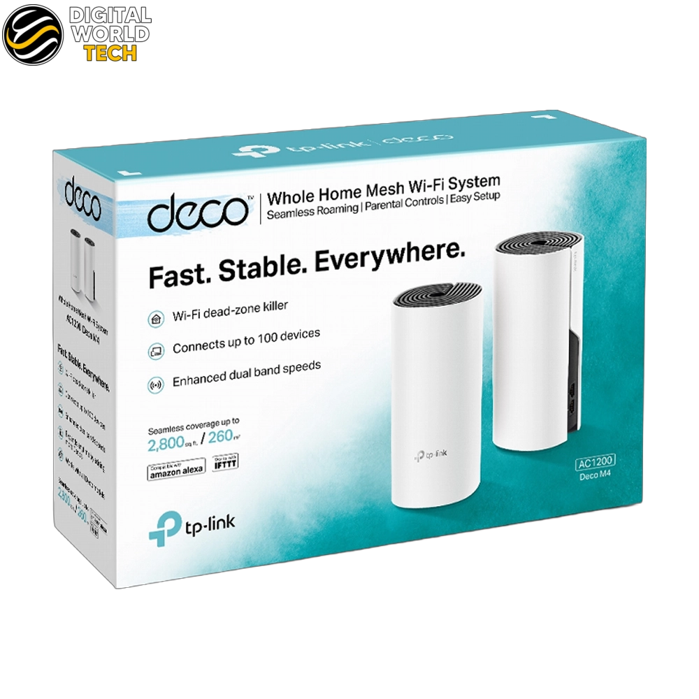 TP-Link Deco M4 Mesh AC1200 Whole Home WiFi System 2-Pack 1 TP-Link Deco M4 AC1200 Mesh WiFi System 2-Pack