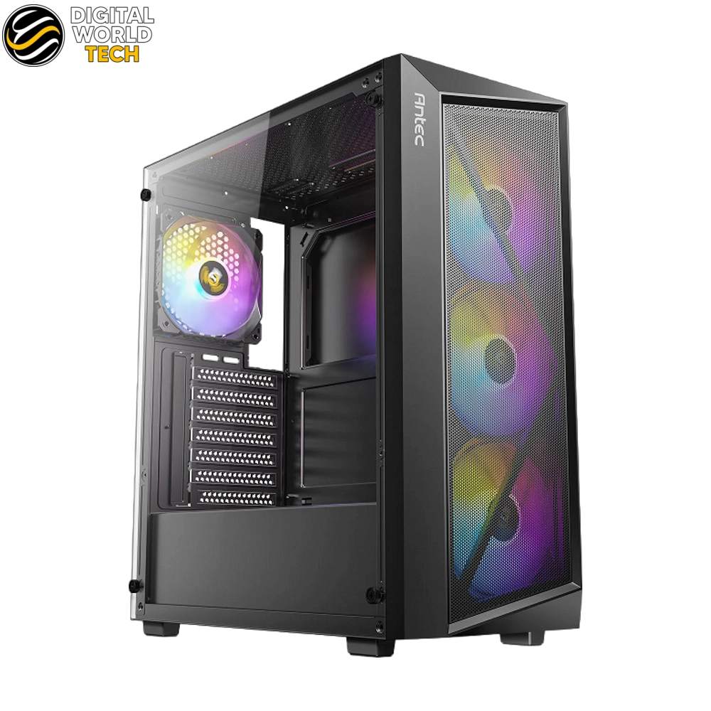 Antec AX67 ARGB Case Black Mid-Tower with 4 ARGB Fans Tempered Glass 360mm Radiator Support 1 Antec AX67 ARGB Case Black Mid-Tower with tempered glass side panel and mesh front