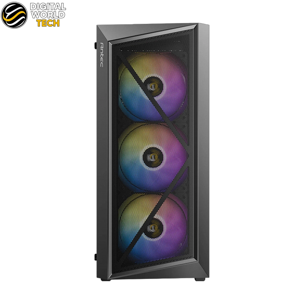 Antec AX67 ARGB Case Black Mid-Tower with 4 ARGB Fans Tempered Glass 360mm Radiator Support 2 Antec AX67 ARGB Case Black Mid-Tower with tempered glass side panel and mesh front