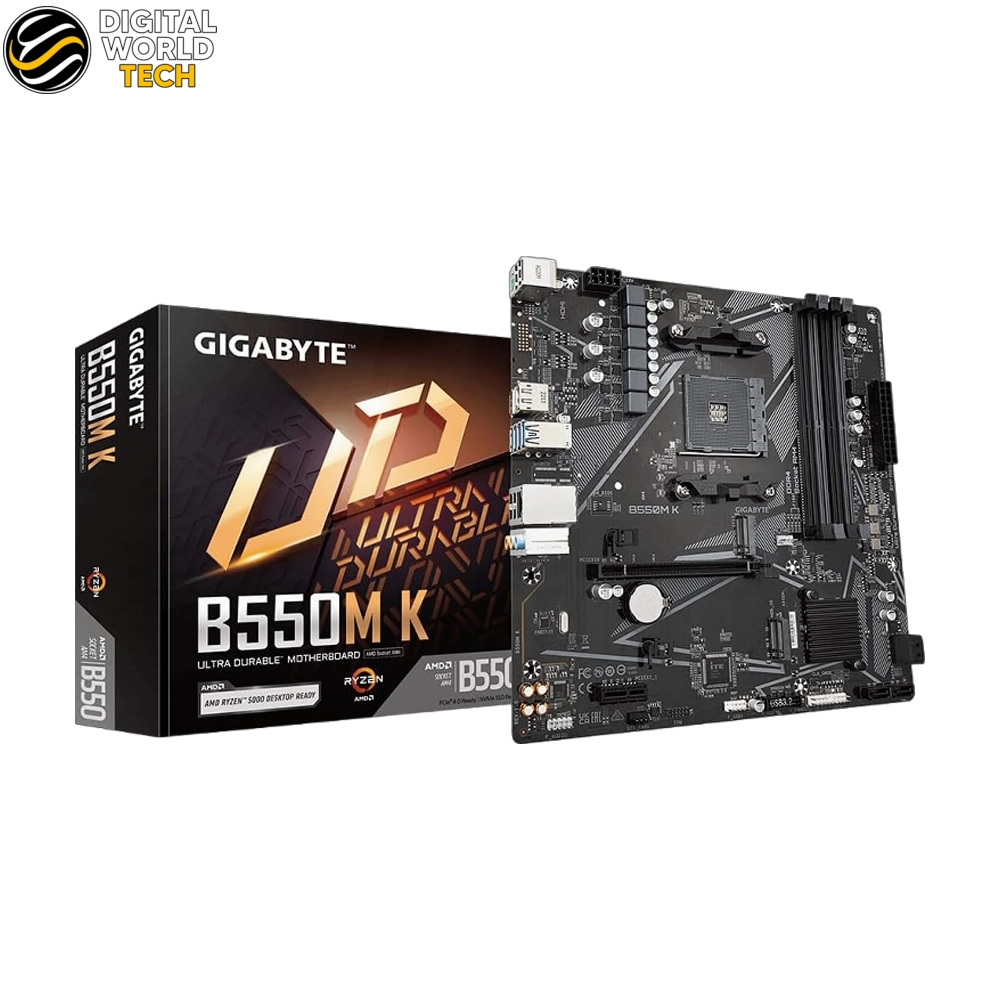 GIGABYTE B550M-K Motherboard AMD AM4 DDR4 Micro-ATX PCIe 4.0 Dual M.2 1 GIGABYTE B550M-K Motherboard AMD AM4 Micro-ATX with PCIe 4.0