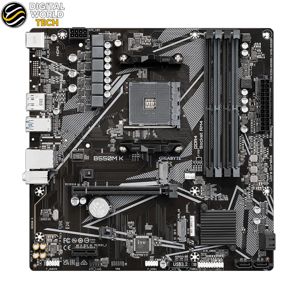 GIGABYTE B550M-K Motherboard AMD AM4 DDR4 Micro-ATX PCIe 4.0 Dual M.2 2 GIGABYTE B550M-K Motherboard AMD AM4 Micro-ATX with PCIe 4.0