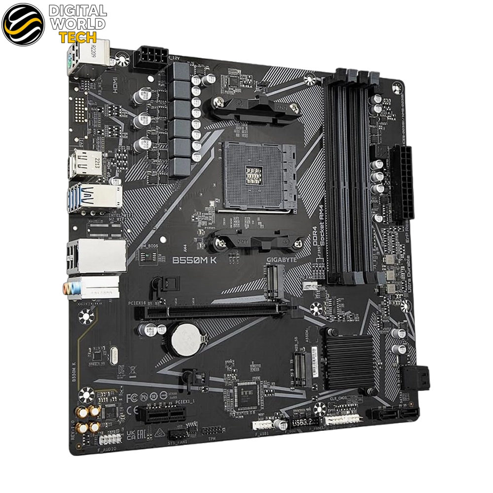 GIGABYTE B550M-K Motherboard AMD AM4 DDR4 Micro-ATX PCIe 4.0 Dual M.2 3 GIGABYTE B550M-K Motherboard AMD AM4 Micro-ATX with PCIe 4.0