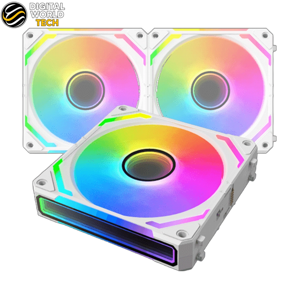 XIGMATEK Starlink Case Fan 3-Pack RGB White 120mm Hydraulic Bearing 65.5 CFM 1 XIGMATEK Starlink RGB White 3-Fan Pack 120mm ARGB Case Fans