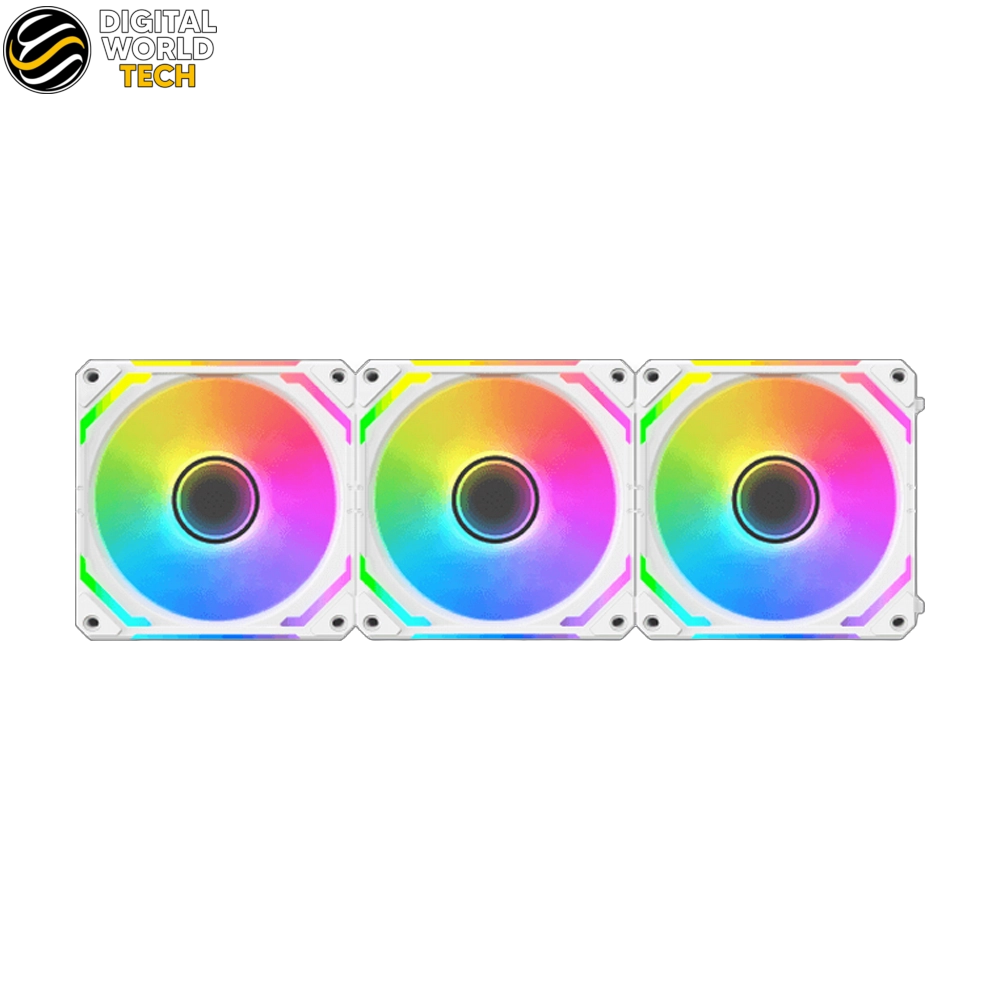XIGMATEK Starlink Case Fan 3-Pack RGB White 120mm Hydraulic Bearing 65.5 CFM 3 XIGMATEK Starlink RGB White 3-Fan Pack 120mm ARGB Case Fans