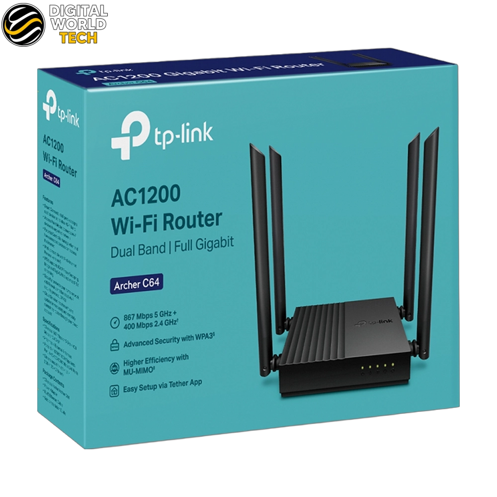 TP-Link Archer C64 Router AC1200 Dual-Band Gigabit WiFi 4 Antennas MU-MIMO WPA3 4 TP-Link Archer C64 Router AC1200 Dual-Band WiFi with 4 antennas