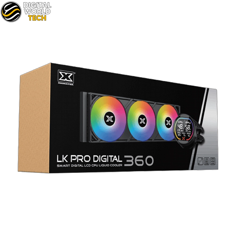 XIGMATEK LK Pro 360 Digital Arctic AIO Liquid Cooler with 2.7 LCD Display 360mm Radiator 3x 120mm ARGB PWM Fans 1 XIGMATEK LK Pro 360 Digital Arctic AIO Liquid Cooler with 2.7 LCD