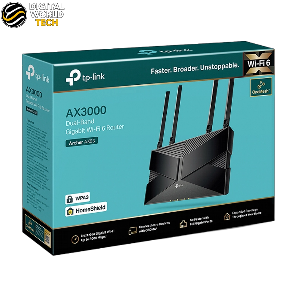 TP-Link Archer AX53 AX3000 Dual Band WiFi 6 Router with Gigabit Ports 1 TP-Link Archer AX53 AX3000 Dual Band WiFi 6 Router