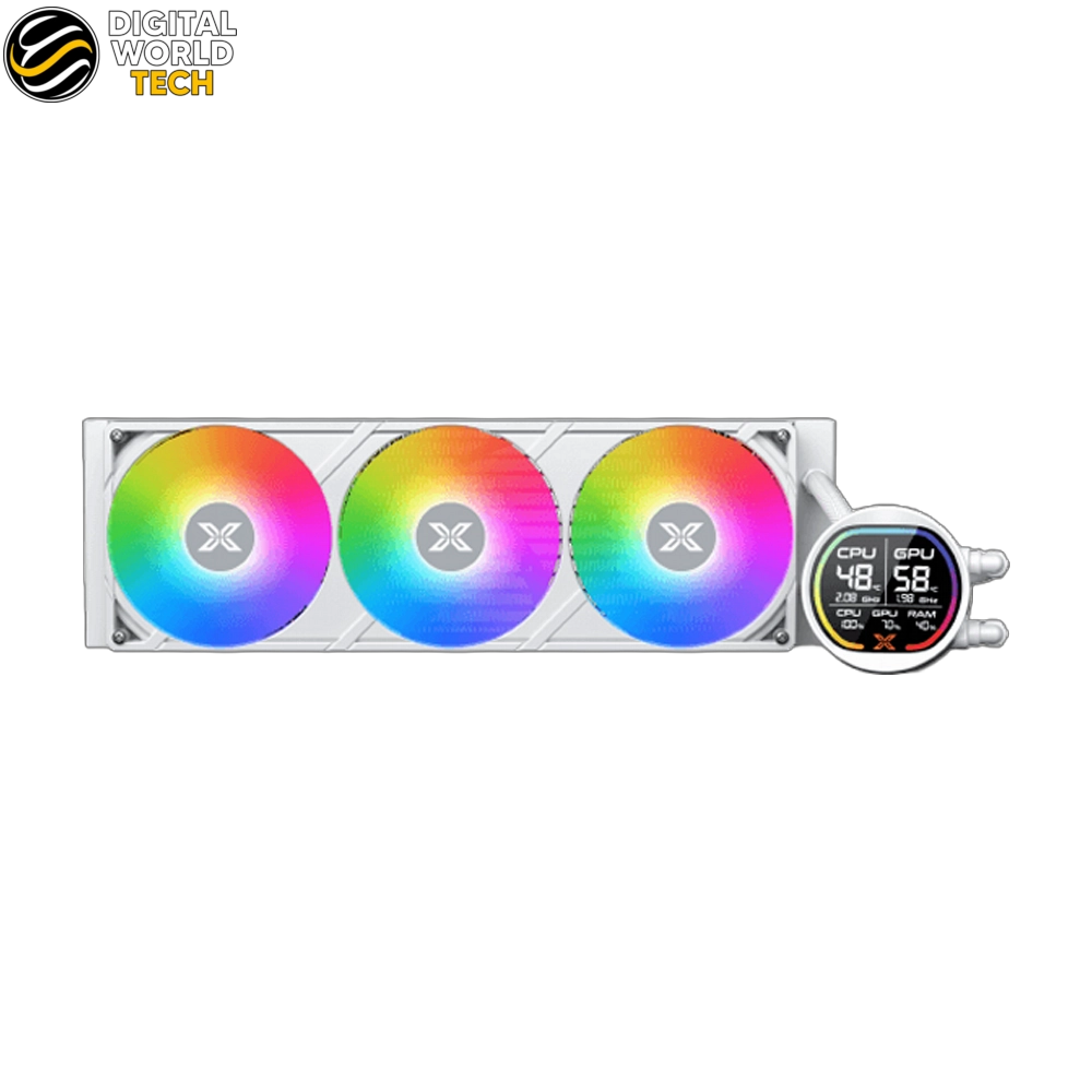 Xigmatek LK Pro 360 Digital Arctic White 360mm AIO Liquid CPU Cooler with 2.7 LCD Display 2 Xigmatek LK Pro 360 Digital Arctic White 360mm AIO Liquid CPU Cooler with 2.7 LCD